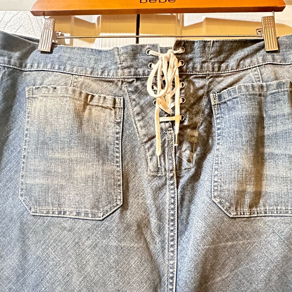 Rare Ralph Lauren Sailor Style Buttons Lace Up Tie Denim Cotton Skirt Size 12 - Picture 8 of 14